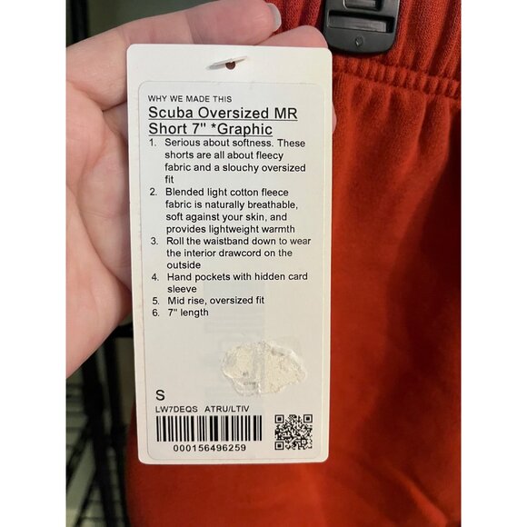 Lululemon Scuba Mid-Rise Oversized Shorts 7" Autumn Rust/Light Ivory Size S - Picture 4 of 6